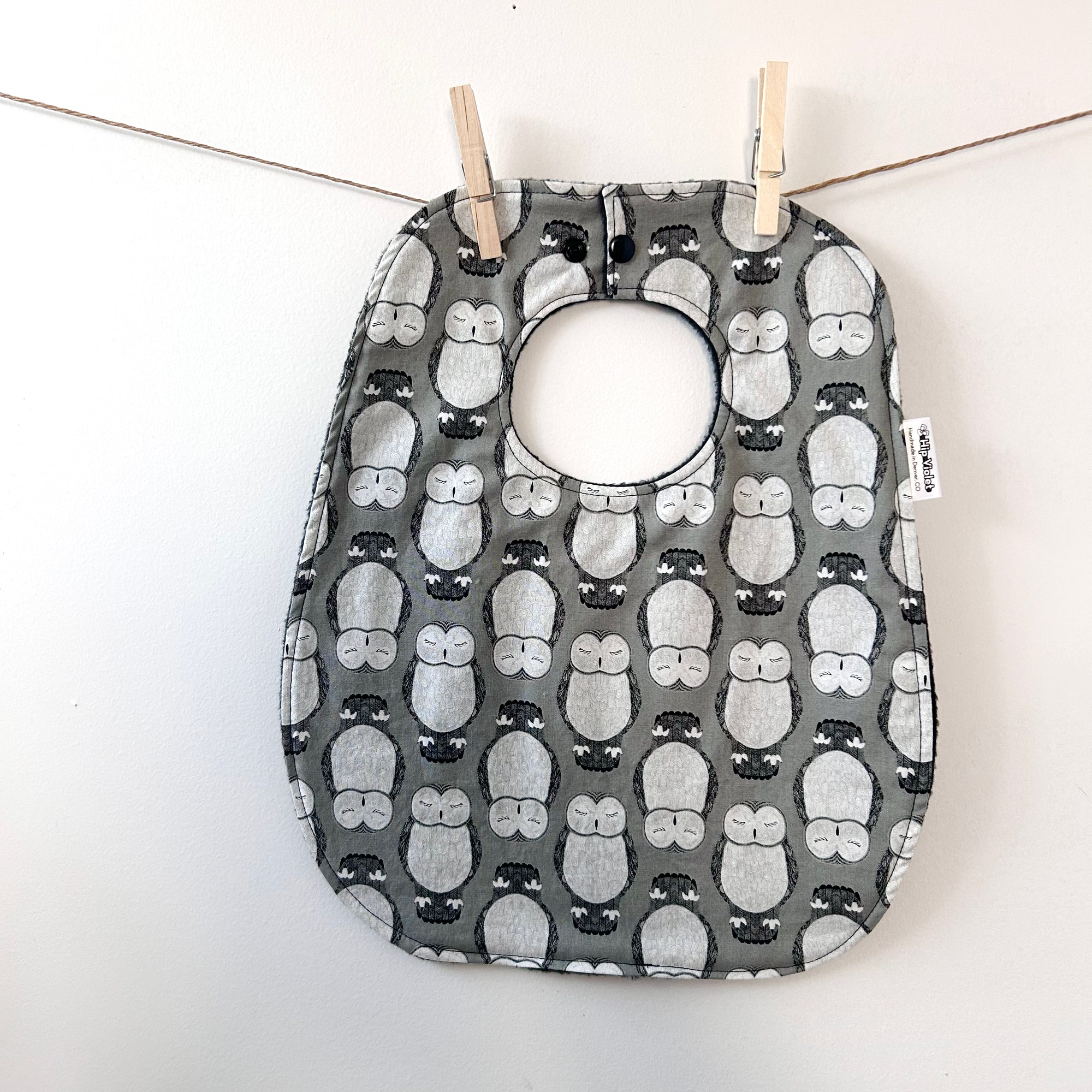 Grey Owls Baby Bib