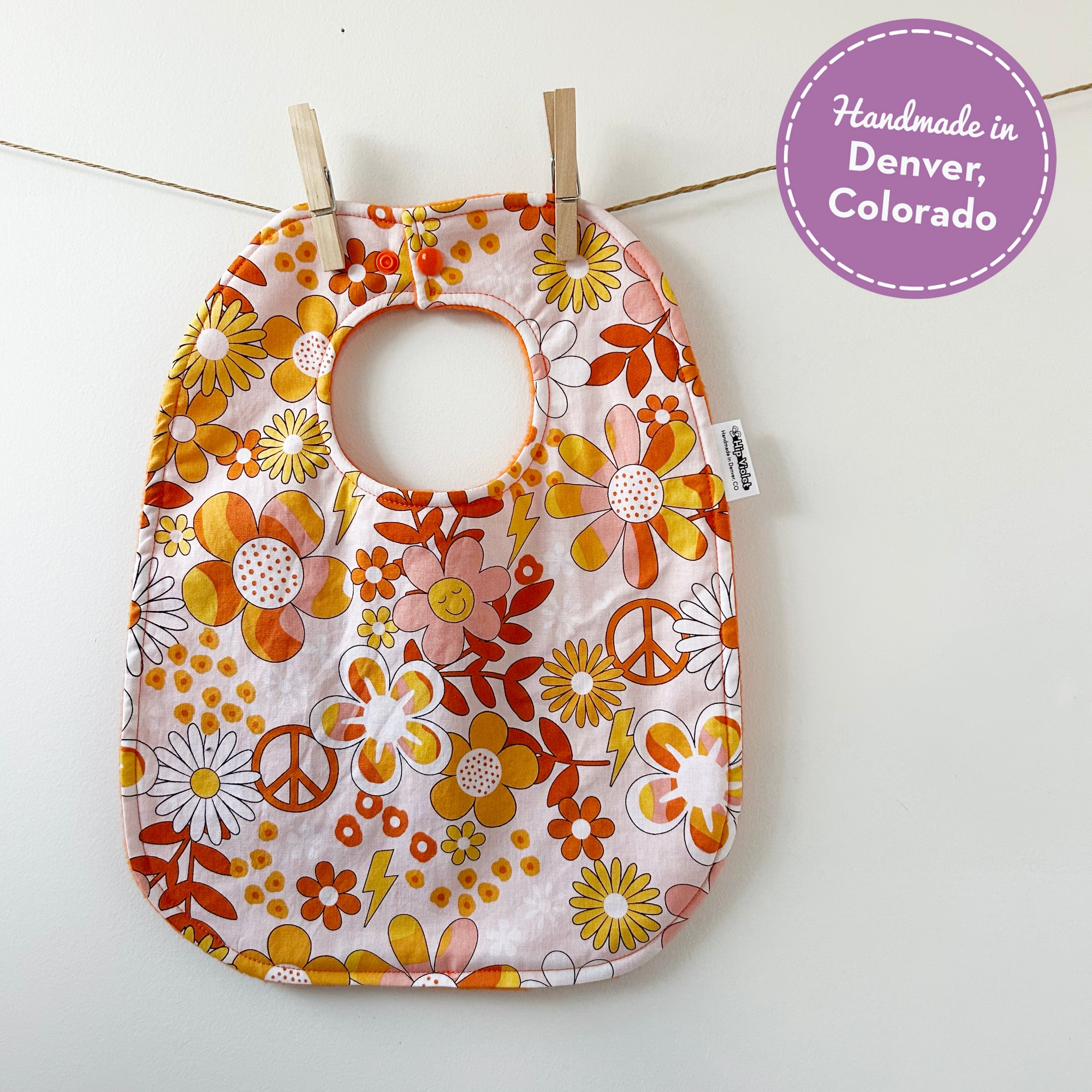 70's Floral Baby Bib