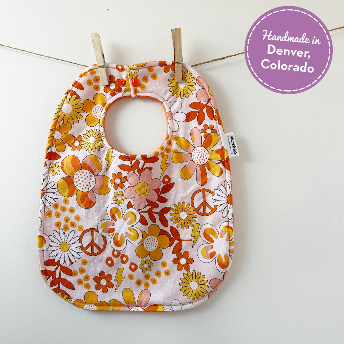 70's Floral Baby Bib