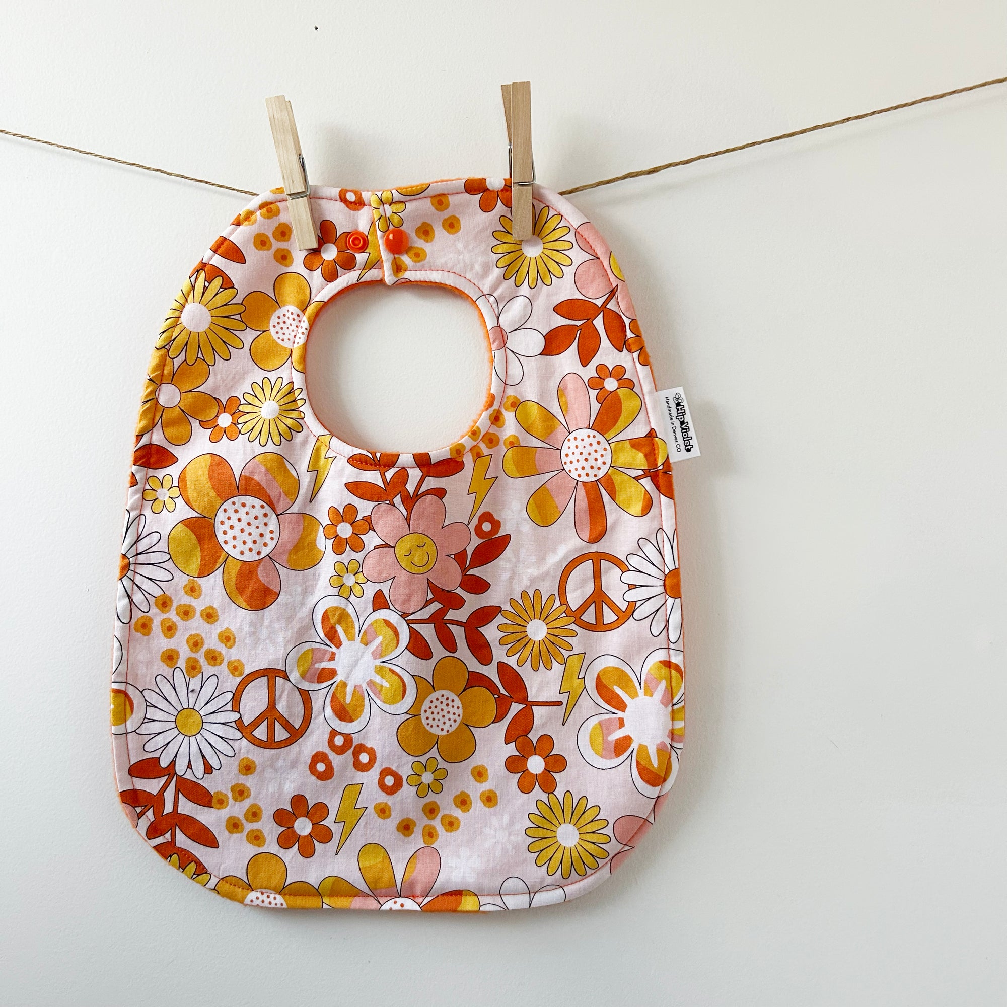 70's Floral Baby Bib