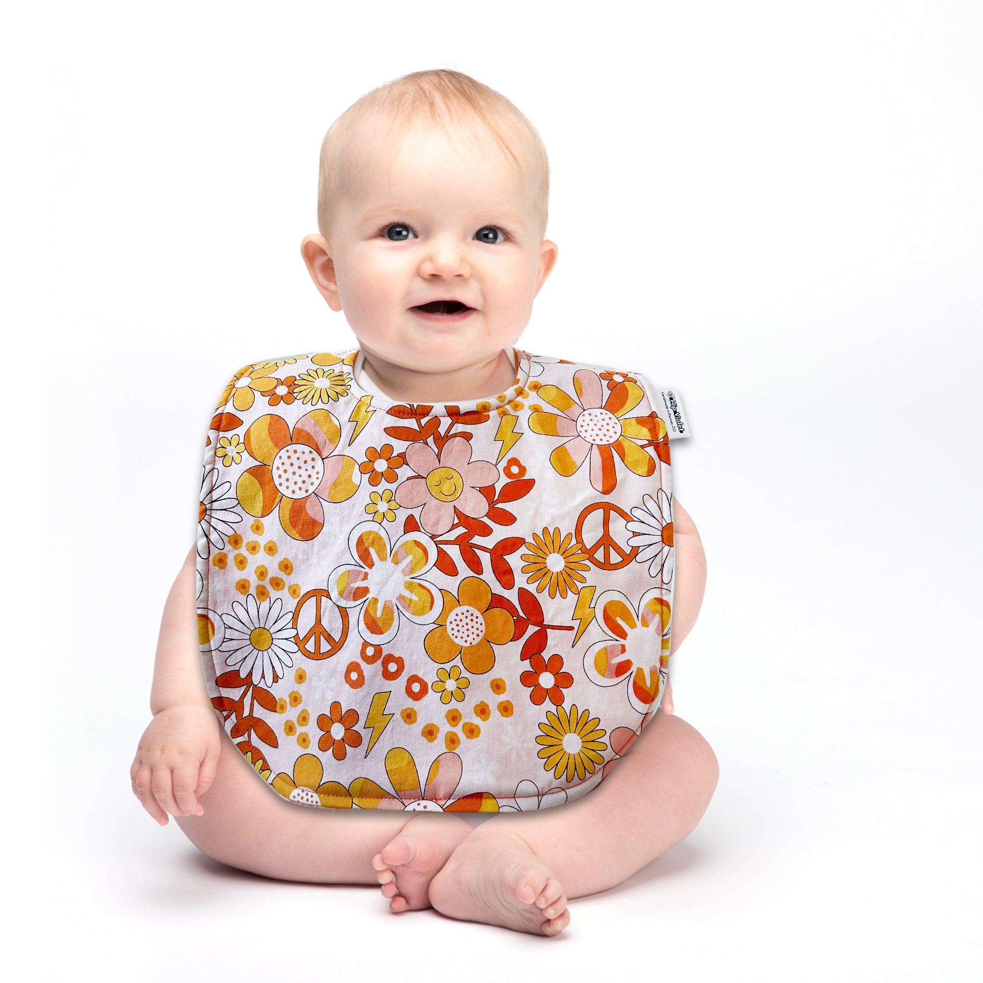 70's Floral Baby Bib