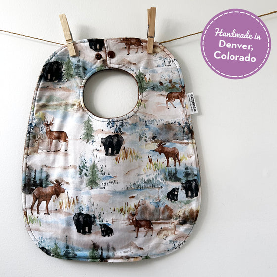 Watercolor Wildlife Baby Bib