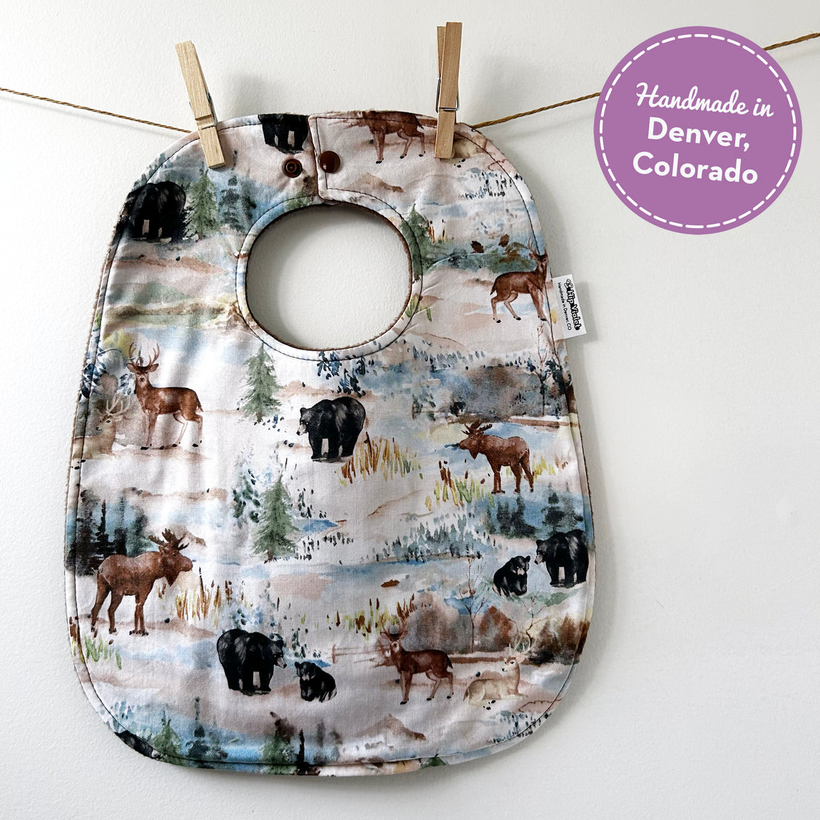Watercolor Wildlife Baby Bib