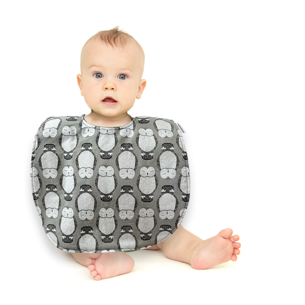 Grey Owls Baby Bib