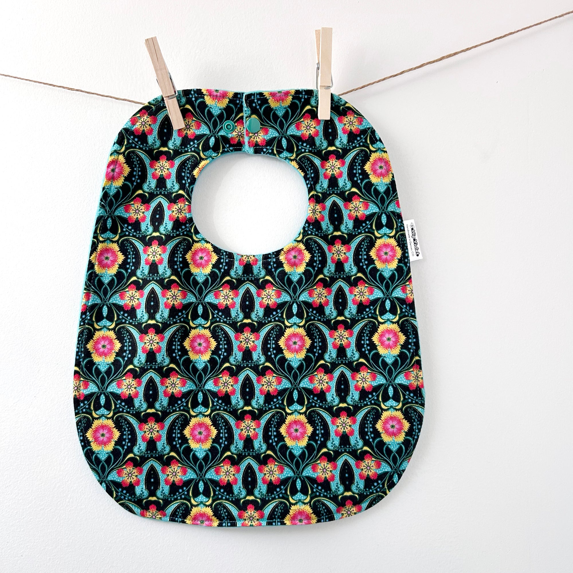 Sea Green Floral Baby Bib