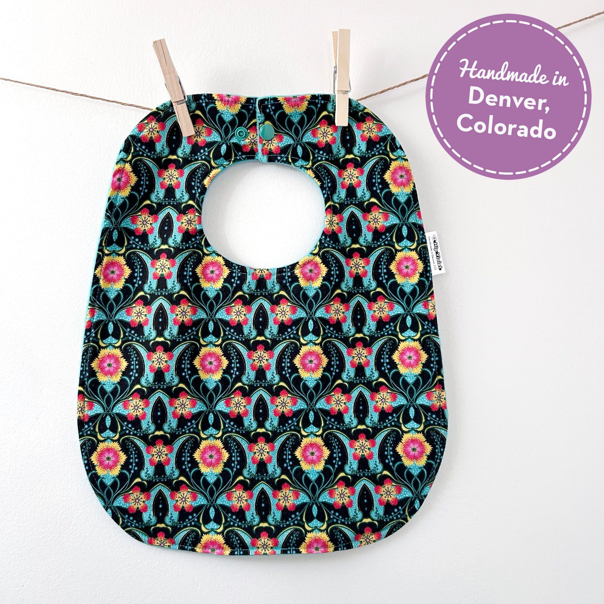 Sea Green Floral Baby Bib