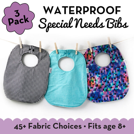Waterproof Special Needs Bib 3-pack - 45+ Fabric Choices