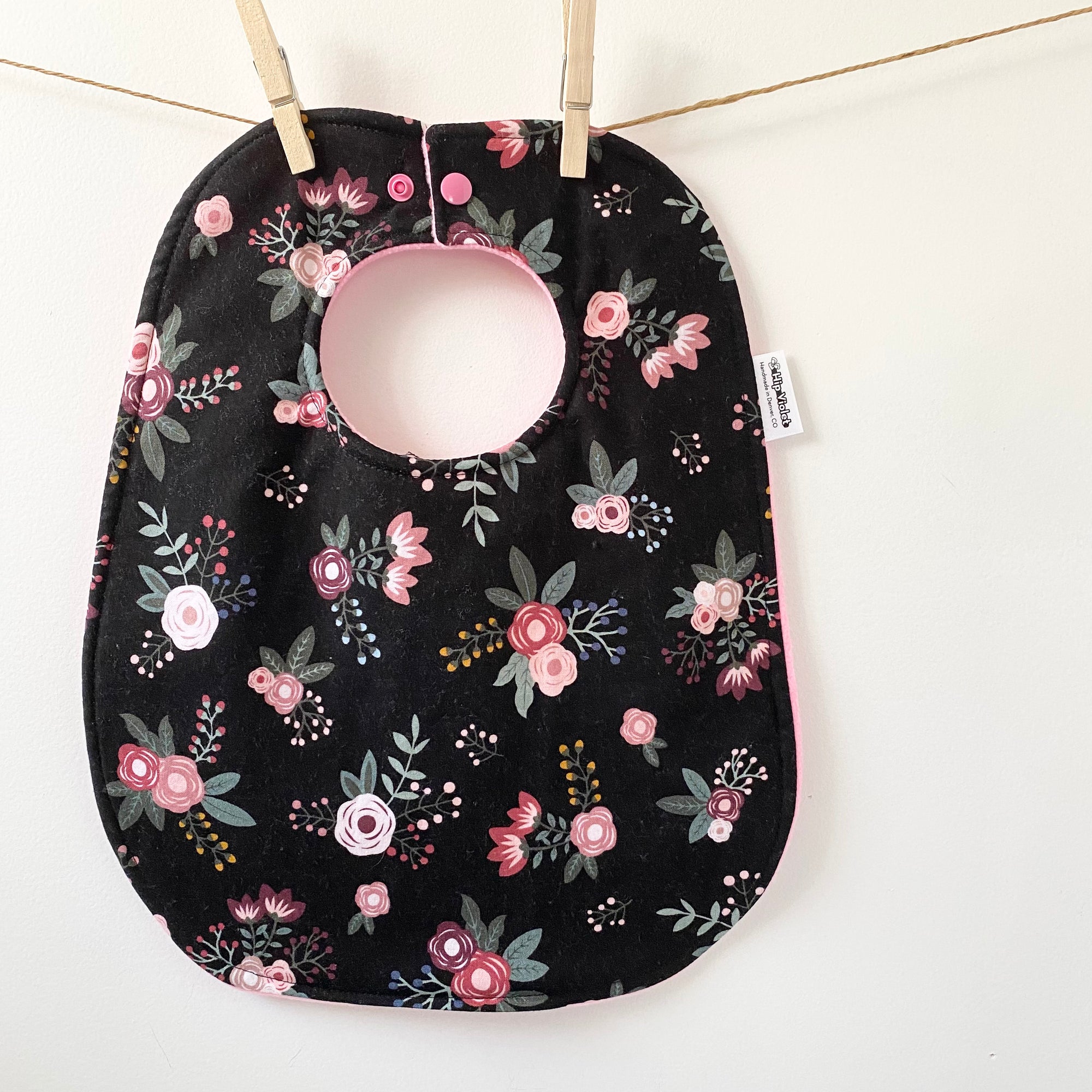 Black Floral Baby Bib