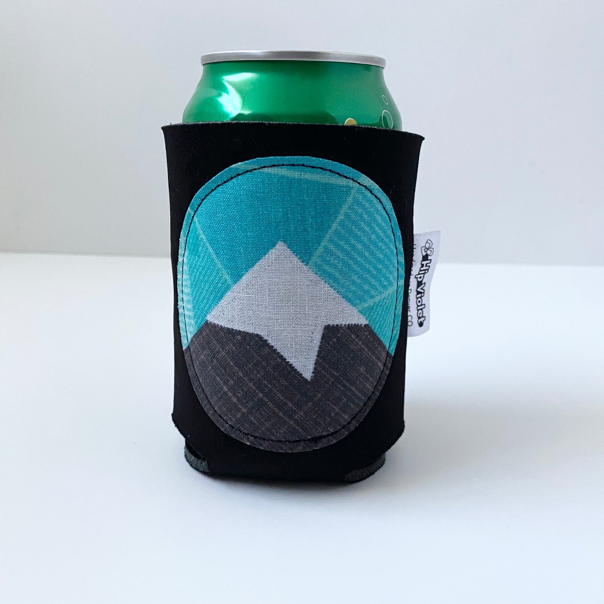 Teal Geometric Mountains Can Cooler