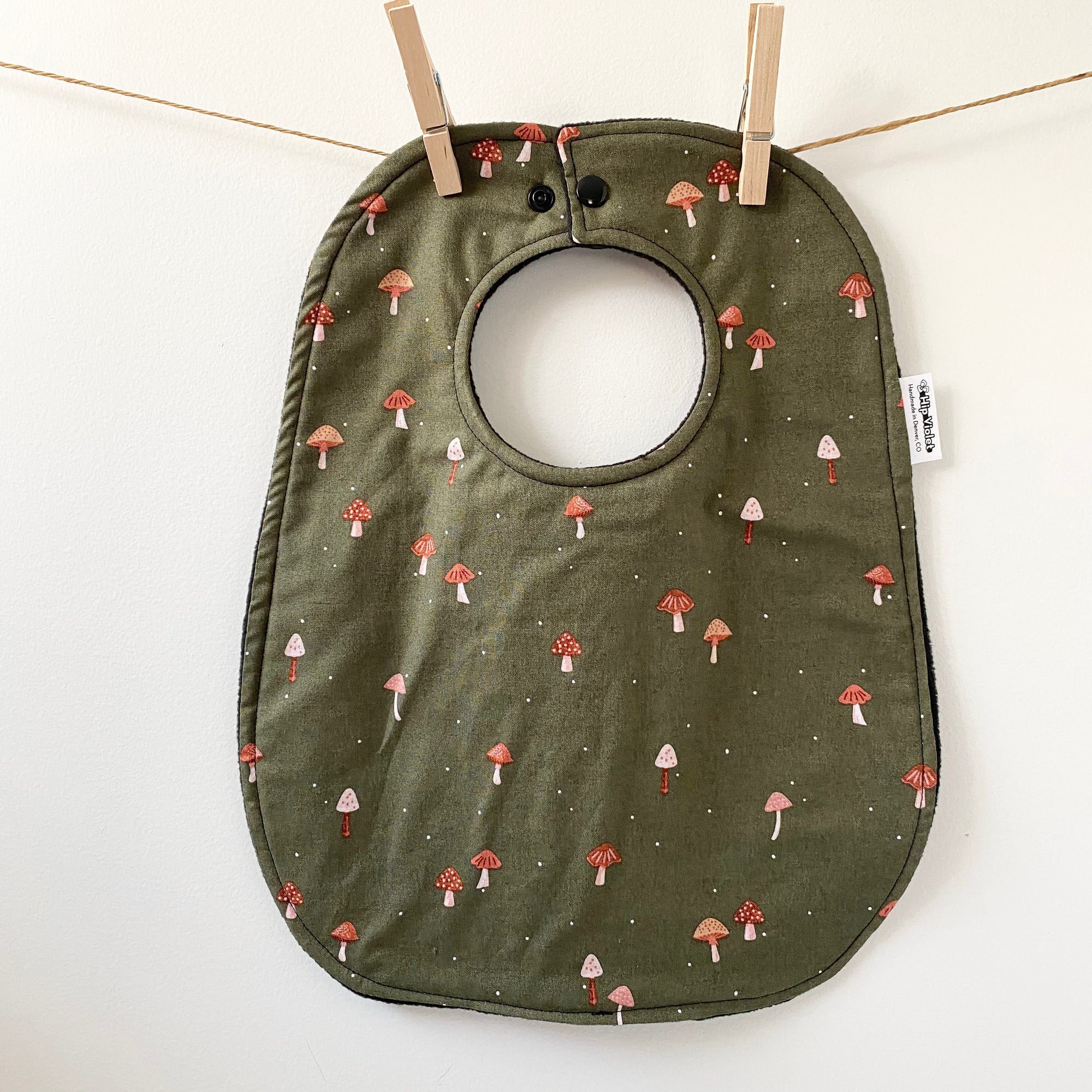 Olive Mushroom Baby Bib