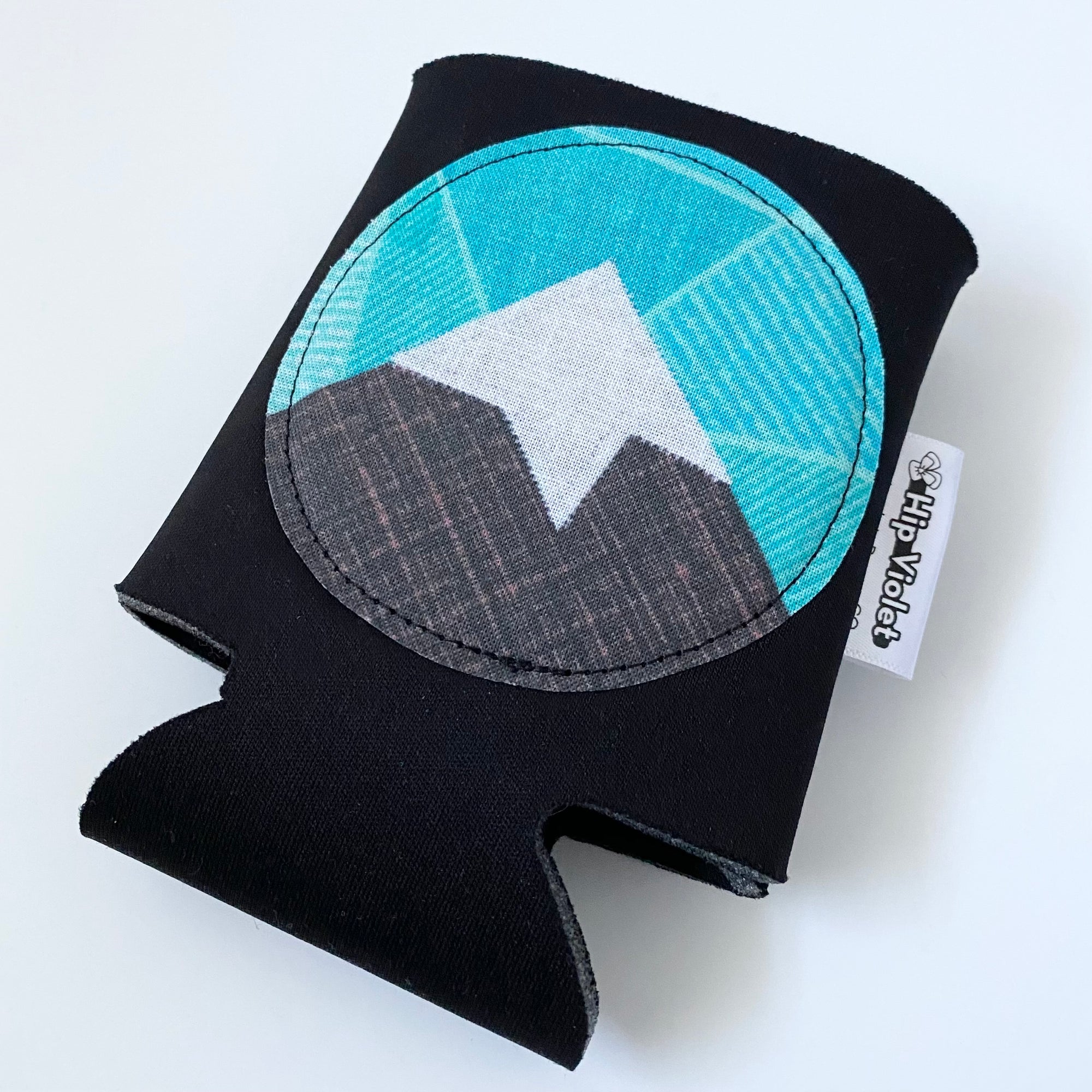 Teal Geometric Mountains Can Cooler