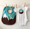 Geometric Teal Mountain Baby Bib